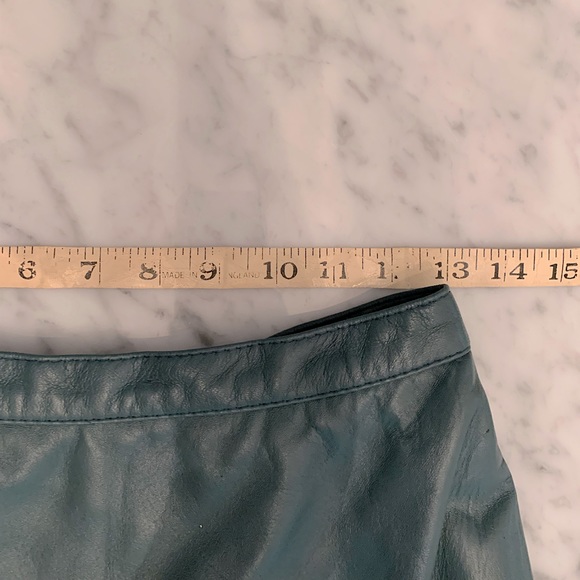 Vintage teal perforated suede top with matching leather|suede skirt - Picture 9 of 13